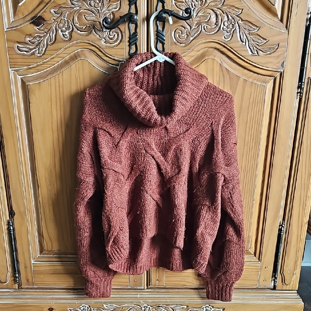 Madewell Chunky Knit Turtleneck Sweater - Deep Rust
